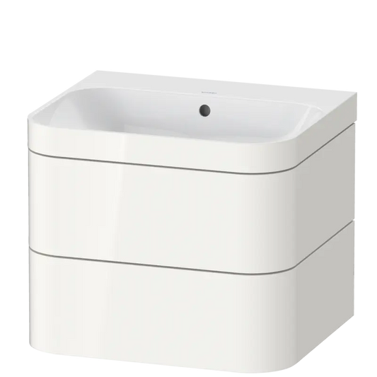 Duravit Happy D.2 23" x 19" x 19" White High Gloss Two Drawer C-Bonded Wall-Mount Vanity Kit (HP4635N2222)