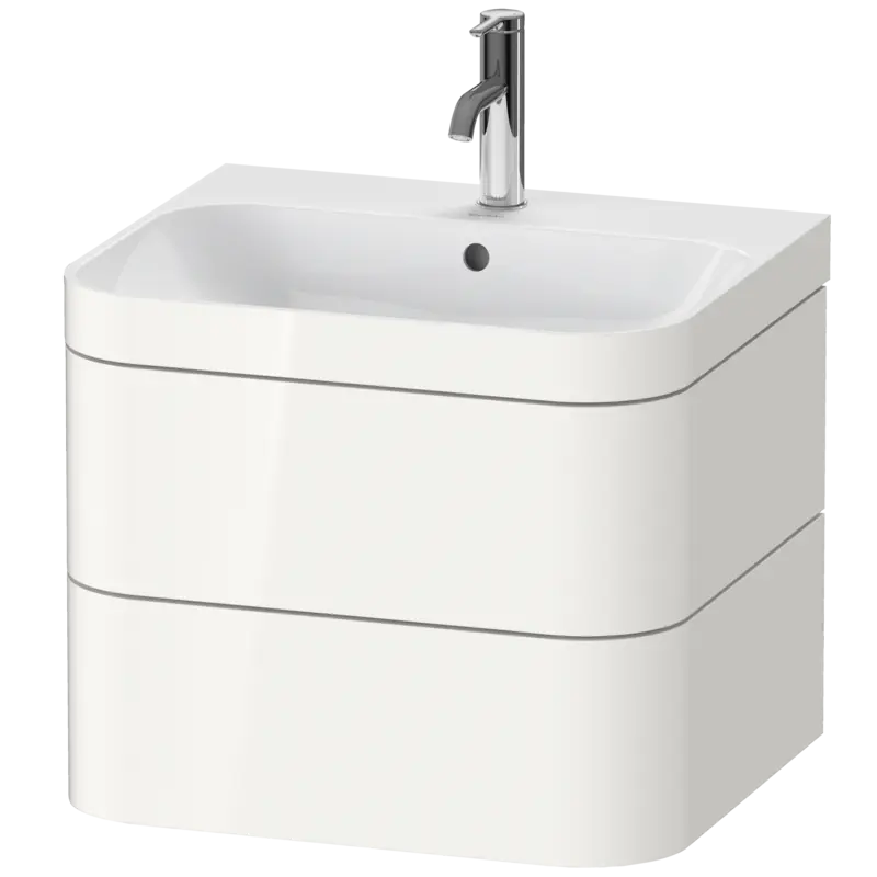 Duravit Happy D.2 23" x 19" x 19" White High Gloss Two Drawer C-Bonded Wall-Mount Vanity Kit (HP4635O2222)