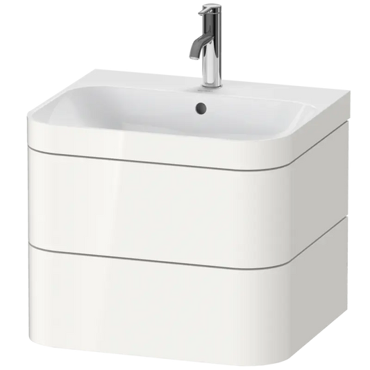 Duravit Happy D.2 23" x 19" x 19" White High Gloss Two Drawer C-Bonded Wall-Mount Vanity Kit (HP4635O2222)