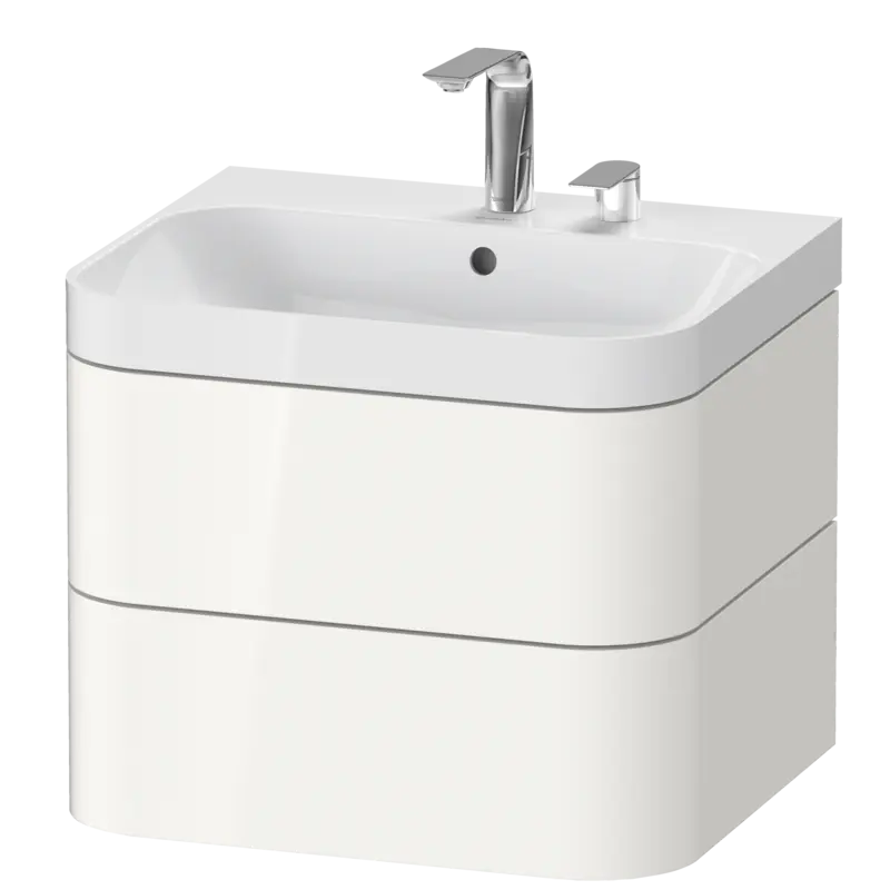Duravit Happy D.2 23" x 19" x 19" White High Gloss Two Drawer C-Shaped Wall-Mount Vanity Kit (HP4345E2222)