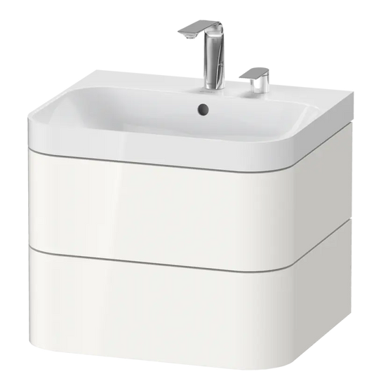 Duravit Happy D.2 23" x 19" x 19" White High Gloss Two Drawer C-Shaped Wall-Mount Vanity Kit (HP4345E2222)