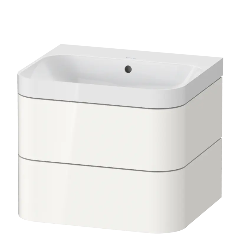 Duravit Happy D.2 23" x 19" x 19" White High Gloss Two Drawer C-Shaped Wall-Mount Vanity Kit (HP4345N2222)