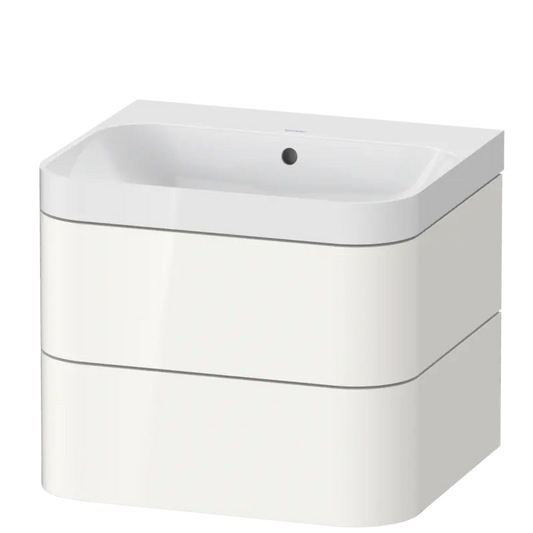 Duravit Happy D.2 23" x 19" x 19" White High Gloss Two Drawer C-Shaped Wall-Mount Vanity Kit (HP4345N2222)