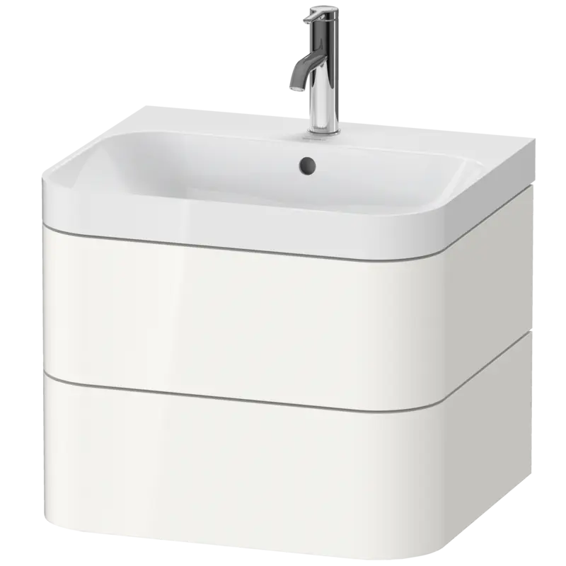 Duravit Happy D.2 23" x 19" x 19" White High Gloss Two Drawer C-Shaped Wall-Mount Vanity Kit (HP4345O2222)