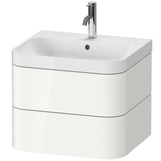 Duravit Happy D.2 23" x 19" x 19" White High Gloss Two Drawer C-Shaped Wall-Mount Vanity Kit (HP4345O2222)