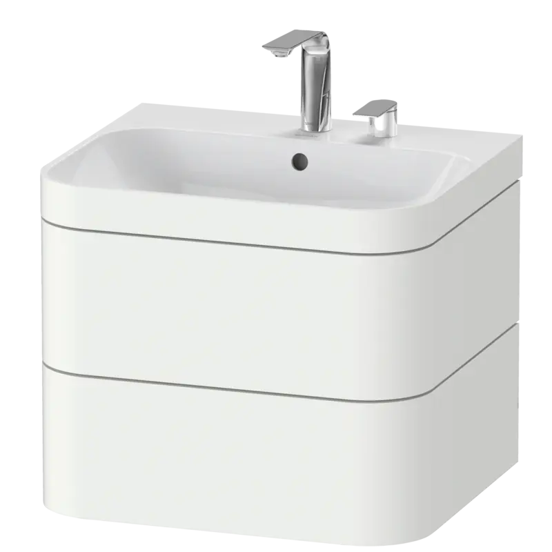 Duravit Happy D.2 23" x 19" x 19" White Satin Matt Two Drawer C-Bonded Wall-Mount Vanity Kit (HP4635E3636)