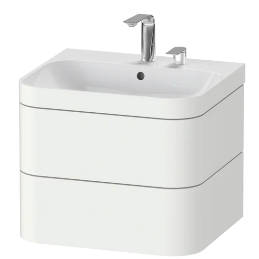 Duravit Happy D.2 23" x 19" x 19" White Satin Matt Two Drawer C-Bonded Wall-Mount Vanity Kit (HP4635E3636)