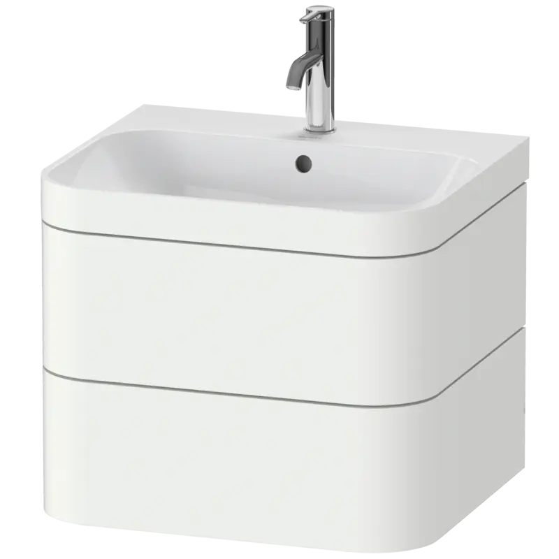 Duravit Happy D.2 23" x 19" x 19" White Satin Matt Two Drawer C-Bonded Wall-Mount Vanity Kit (HP4635O3636)