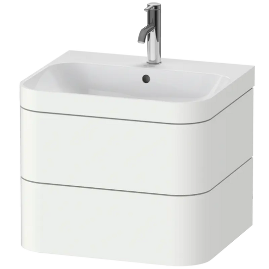 Duravit Happy D.2 23" x 19" x 19" White Satin Matt Two Drawer C-Bonded Wall-Mount Vanity Kit (HP4635O3636)