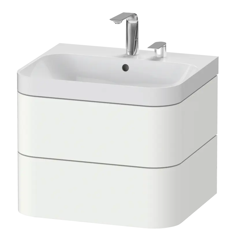 Duravit Happy D.2 23" x 19" x 19" White Satin Matt Two Drawer C-Shaped Wall-Mount Vanity Kit (HP4345E3636)