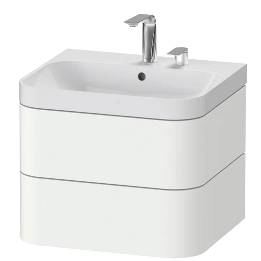 Duravit Happy D.2 23" x 19" x 19" White Satin Matt Two Drawer C-Shaped Wall-Mount Vanity Kit (HP4345E3636)