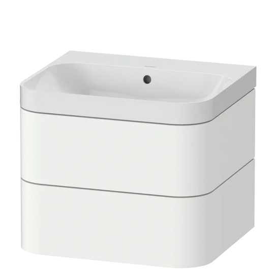 Duravit Happy D.2 23" x 19" x 19" White Satin Matt Two Drawer C-Shaped Wall-Mount Vanity Kit (HP4345N3636)