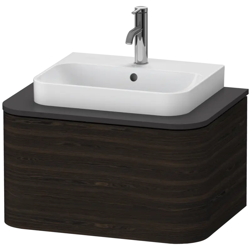 Duravit Happy D.2 26" x 14" x 19" Brushed Walnut One Drawer Wall-Mount Vanity Unit (HP494006969)