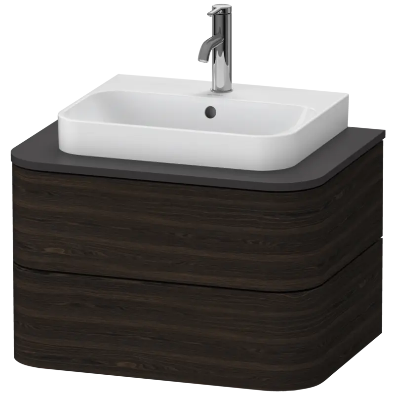 Duravit Happy D.2 26" x 16" x 19" Brushed Walnut Two Drawer Wall-Mount Vanity Unit (HP496006969)