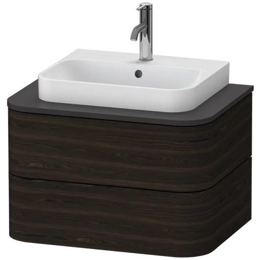Duravit Happy D.2 26" x 16" x 19" Brushed Walnut Two Drawer Wall-Mount Vanity Unit (HP496006969)