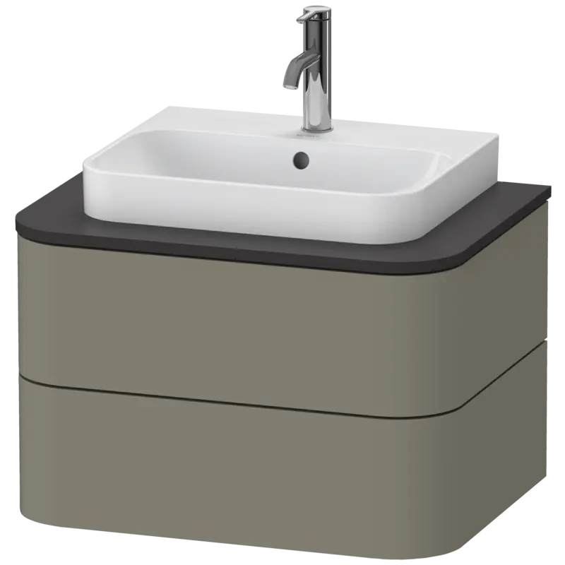 Duravit Happy D.2 26" x 16" x 19" Stone Gray Two Drawer Wall-Mount Vanity Unit (HP496009292)