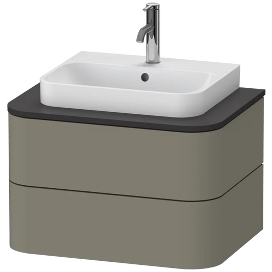 Duravit Happy D.2 26" x 16" x 19" Stone Gray Two Drawer Wall-Mount Vanity Unit (HP496009292)