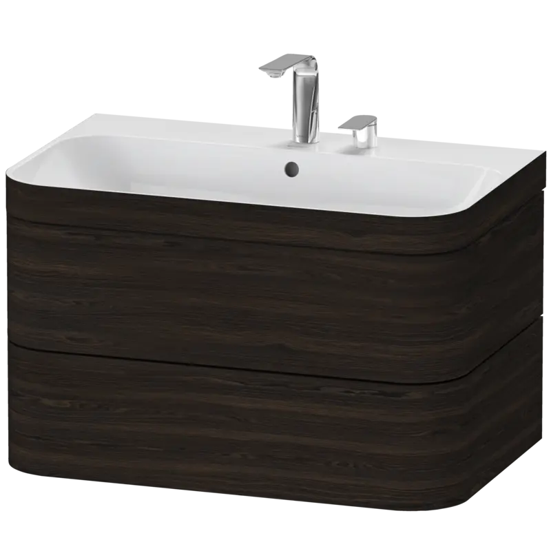 Duravit Happy D.2 31" x 19" x 19" Brushed Walnut Two Drawer C-Bonded Wall-Mount Vanity Kit (HP4637E6969)