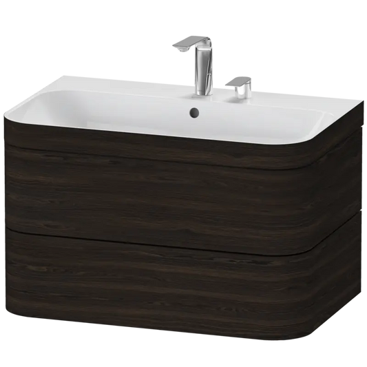 Duravit Happy D.2 31" x 19" x 19" Brushed Walnut Two Drawer C-Bonded Wall-Mount Vanity Kit (HP4637E6969)