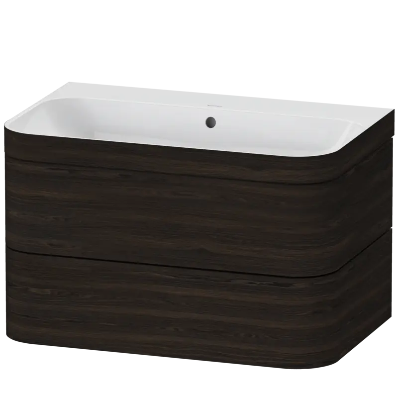 Duravit Happy D.2 31" x 19" x 19" Brushed Walnut Two Drawer C-Bonded Wall-Mount Vanity Kit (HP4637N6969)