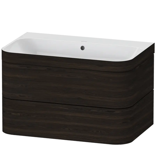 Duravit Happy D.2 31" x 19" x 19" Brushed Walnut Two Drawer C-Bonded Wall-Mount Vanity Kit (HP4637N6969)