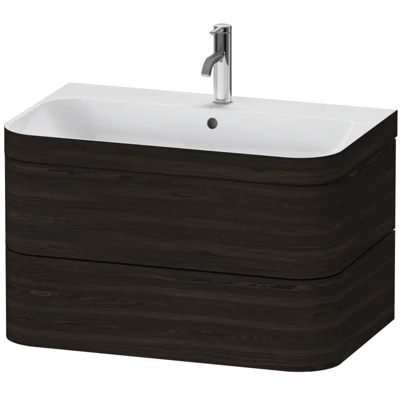Duravit Happy D.2 31" x 19" x 19" Brushed Walnut Two Drawer C-Bonded Wall-Mount Vanity Kit (HP4637O6969)