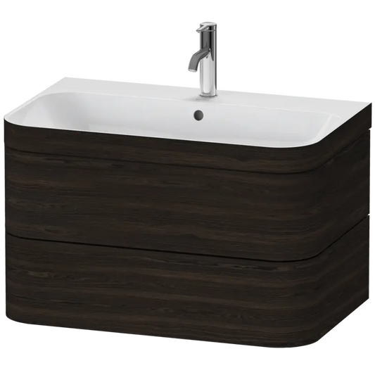 Duravit Happy D.2 31" x 19" x 19" Brushed Walnut Two Drawer C-Bonded Wall-Mount Vanity Kit (HP4637O6969)