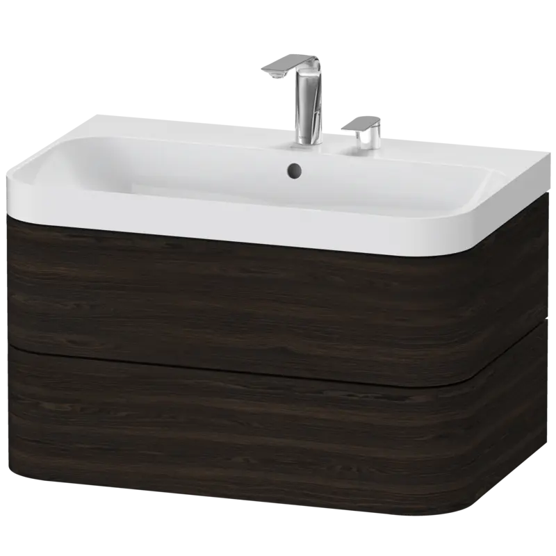 Duravit Happy D.2 31" x 19" x 19" Brushed Walnut Two Drawer C-Shaped Wall-Mount Vanity Kit (HP4347E6969)