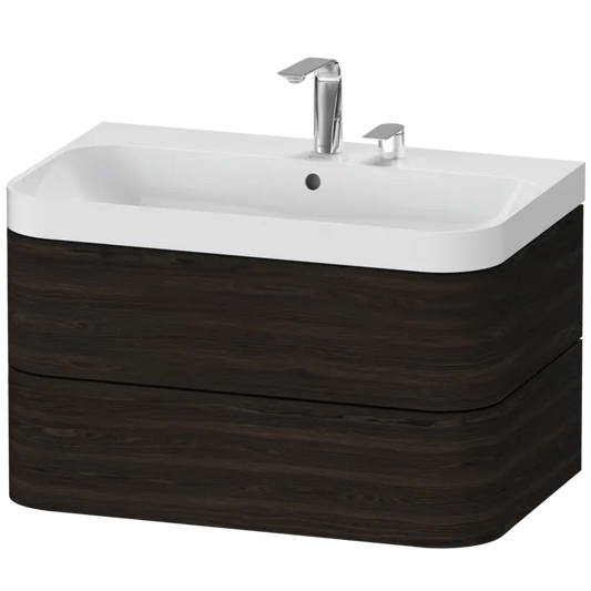 Duravit Happy D.2 31" x 19" x 19" Brushed Walnut Two Drawer C-Shaped Wall-Mount Vanity Kit (HP4347E6969)