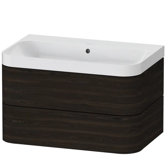 Duravit Happy D.2 31" x 19" x 19" Brushed Walnut Two Drawer C-Shaped Wall-Mount Vanity Kit (HP4347N6969)