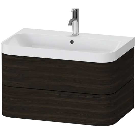 Duravit Happy D.2 31" x 19" x 19" Brushed Walnut Two Drawer C-Shaped Wall-Mount Vanity Kit (HP4347O6969)