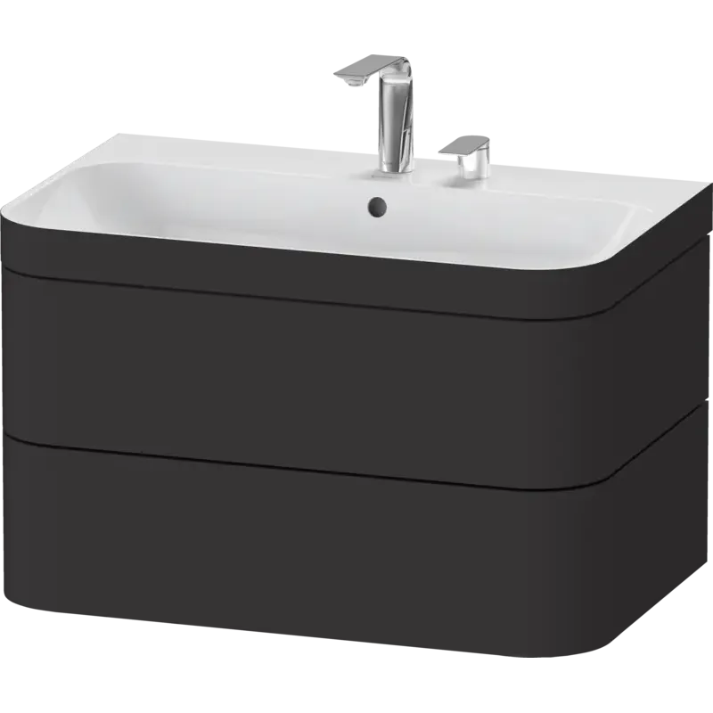 Duravit Happy D.2 31" x 19" x 19" Graphite Two Drawer C-Bonded Wall-Mount Vanity Kit (HP4637E8080)