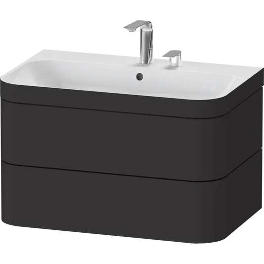 Duravit Happy D.2 31" x 19" x 19" Graphite Two Drawer C-Bonded Wall-Mount Vanity Kit (HP4637E8080)