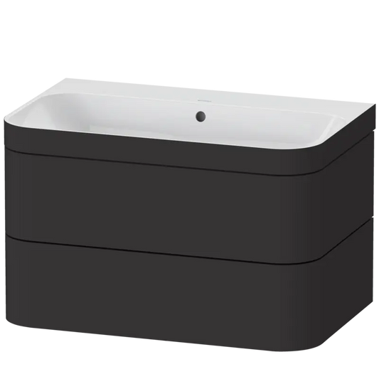 Duravit Happy D.2 31" x 19" x 19" Graphite Two Drawer C-Bonded Wall-Mount Vanity Kit (HP4637N8080)