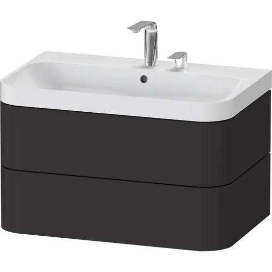 Duravit Happy D.2 31" x 19" x 19" Graphite Two Drawer C-Shaped Wall-Mount Vanity Kit (HP4347E8080)