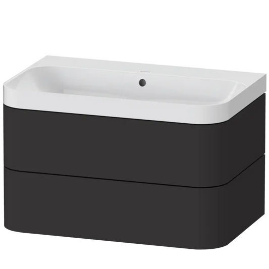 Duravit Happy D.2 31" x 19" x 19" Graphite Two Drawer C-Shaped Wall-Mount Vanity Kit (HP4347N8080)
