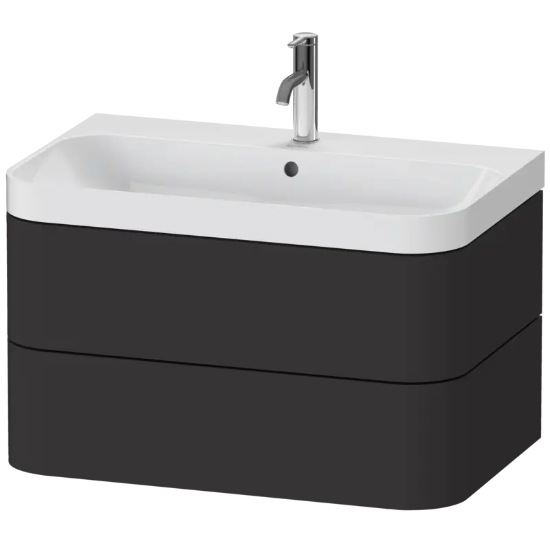 Duravit Happy D.2 31" x 19" x 19" Graphite Two Drawer C-Shaped Wall-Mount Vanity Kit (HP4347O8080)