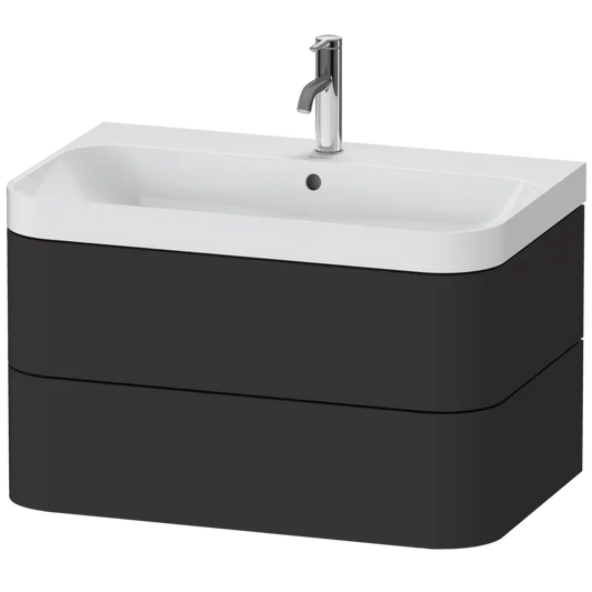 Duravit Happy D.2 31" x 19" x 19" Graphite Two Drawer C-Shaped Wall-Mount Vanity Kit (HP4347O8080)