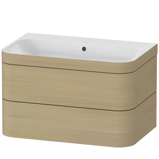 Duravit Happy D.2 31" x 19" x 19" Mediterranean Oak Two Drawer C-Bonded Wall-Mount Vanity Kit (HP4637N7171)