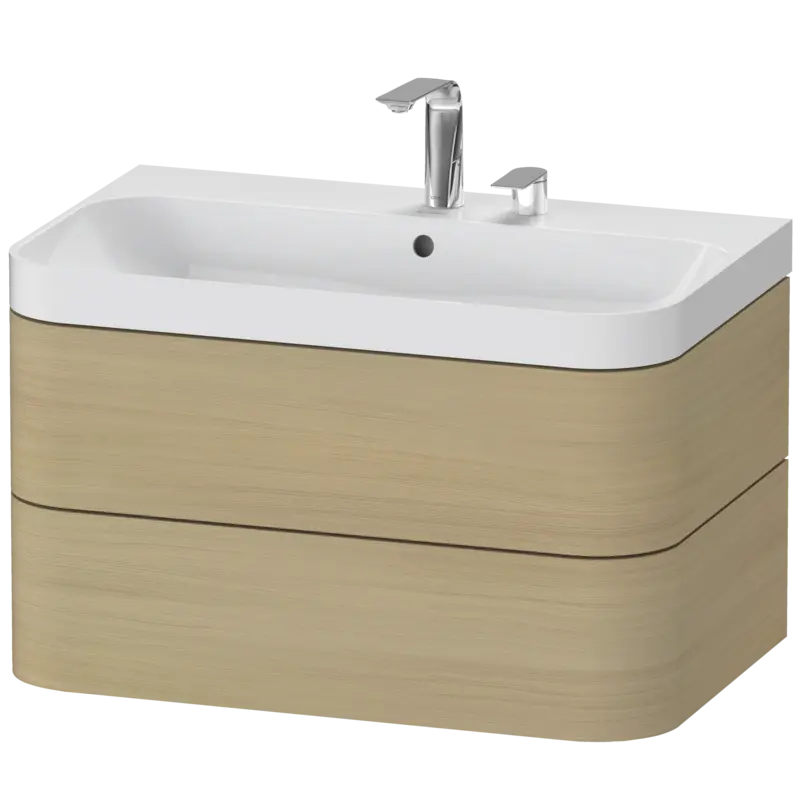 Duravit Happy D.2 31" x 19" x 19" Mediterranean Oak Two Drawer C-Shaped Wall-Mount Vanity Kit (HP4347E7171)