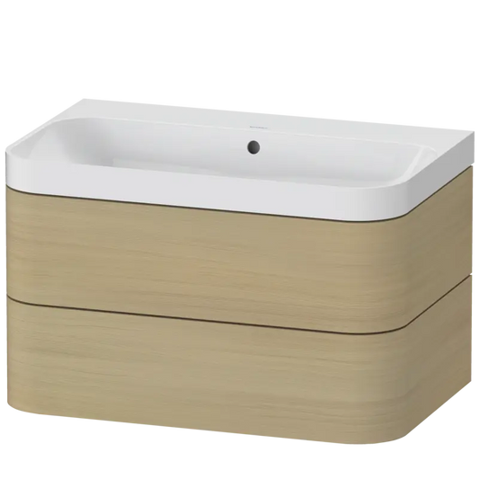 Duravit Happy D.2 31" x 19" x 19" Mediterranean Oak Two Drawer C-Shaped Wall-Mount Vanity Kit (HP4347N7171)