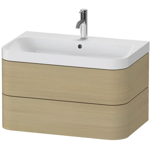 Duravit Happy D.2 31" x 19" x 19" Mediterranean Oak Two Drawer C-Shaped Wall-Mount Vanity Kit (HP4347O7171)