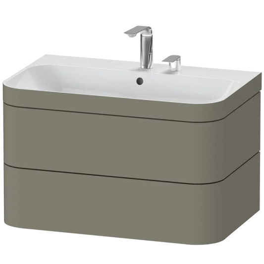 Duravit Happy D.2 31" x 19" x 19" Stone Gray Two Drawer C-Bonded Wall-Mount Vanity Kit (HP4637E9292)