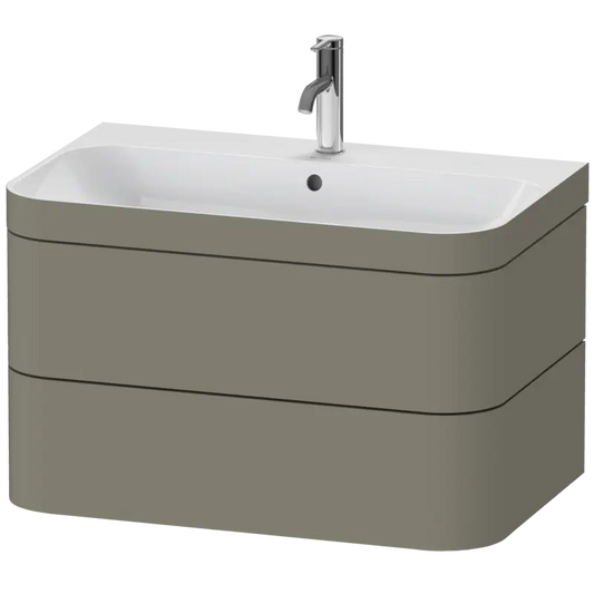 Duravit Happy D.2 31" x 19" x 19" Stone Gray Two Drawer C-Bonded Wall-Mount Vanity Kit (HP4637O9292)