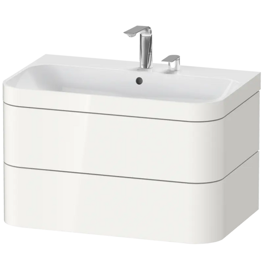 Duravit Happy D.2 31" x 19" x 19" White High Gloss Two Drawer C-Bonded Wall-Mount Vanity Kit (HP4637E2222)