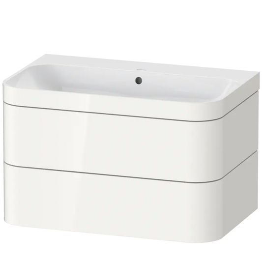 Duravit Happy D.2 31" x 19" x 19" White High Gloss Two Drawer C-Bonded Wall-Mount Vanity Kit (HP4637N2222)