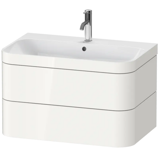 Duravit Happy D.2 31" x 19" x 19" White High Gloss Two Drawer C-Bonded Wall-Mount Vanity Kit (HP4637O2222)