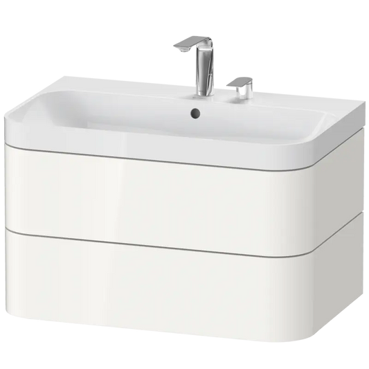 Duravit Happy D.2 31" x 19" x 19" White High Gloss Two Drawer C-Shaped Wall-Mount Vanity Kit (HP4347E2222)