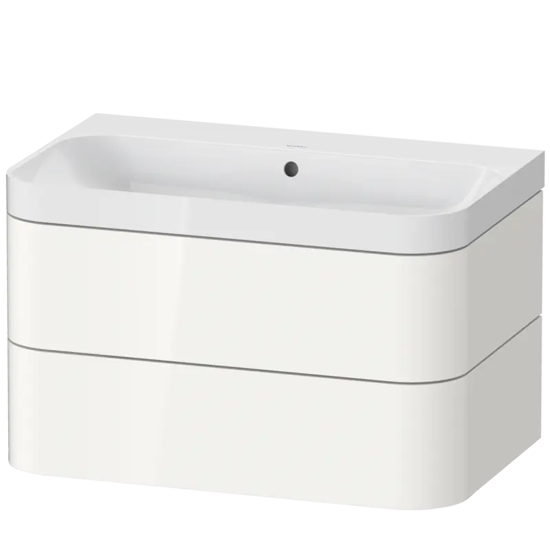 Duravit Happy D.2 31" x 19" x 19" White High Gloss Two Drawer C-Shaped Wall-Mount Vanity Kit (HP4347N2222)