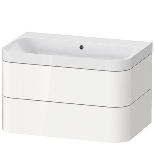 Duravit Happy D.2 31" x 19" x 19" White High Gloss Two Drawer C-Shaped Wall-Mount Vanity Kit (HP4347N2222)